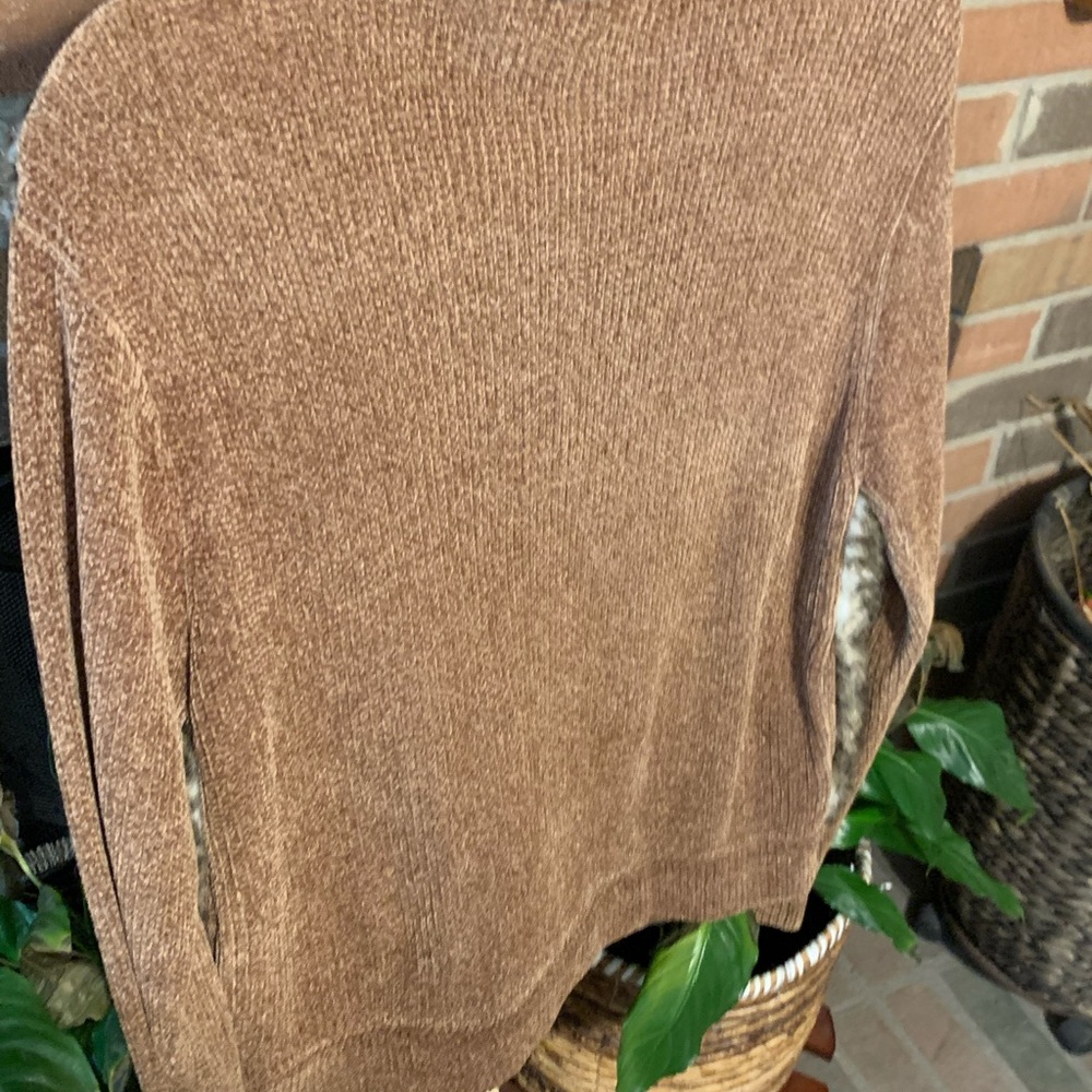 Vtg L Chenille Animal Print Faux Fur Sweater Jacket - Picture 5 of 12